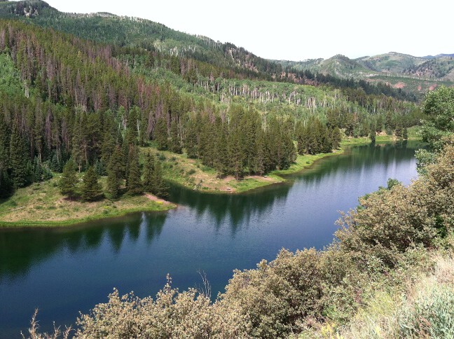 Mountain Lake, WAY below us, don't get close to the edge!